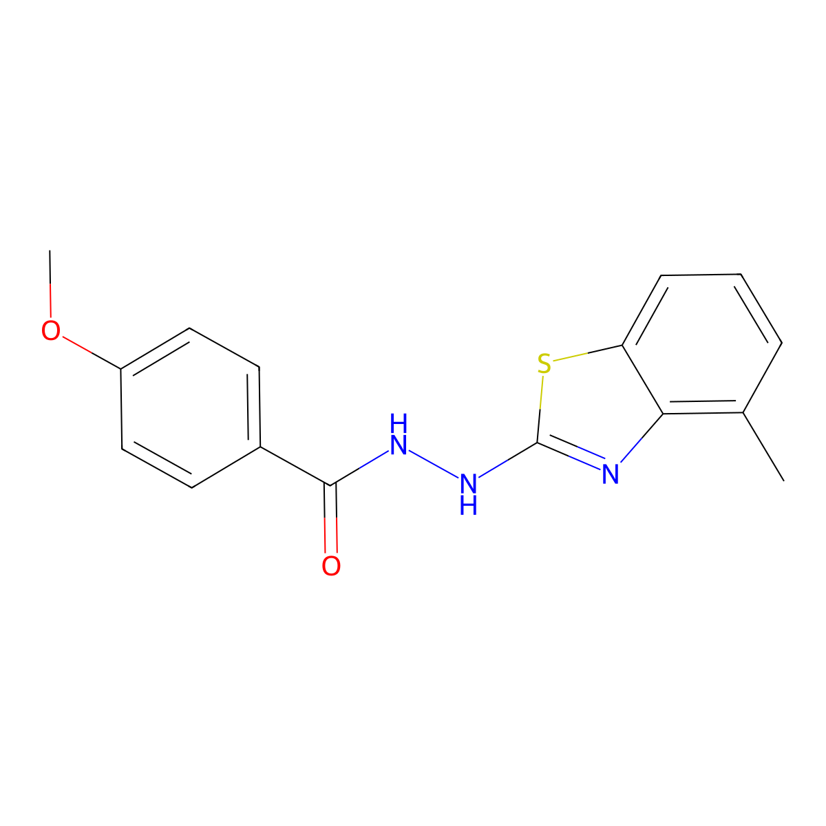4-methoxy-N'-(4-methylbenzo[d]thiazol-2-yl)benzohydrazide molecular structure, CAS 851977-85-0