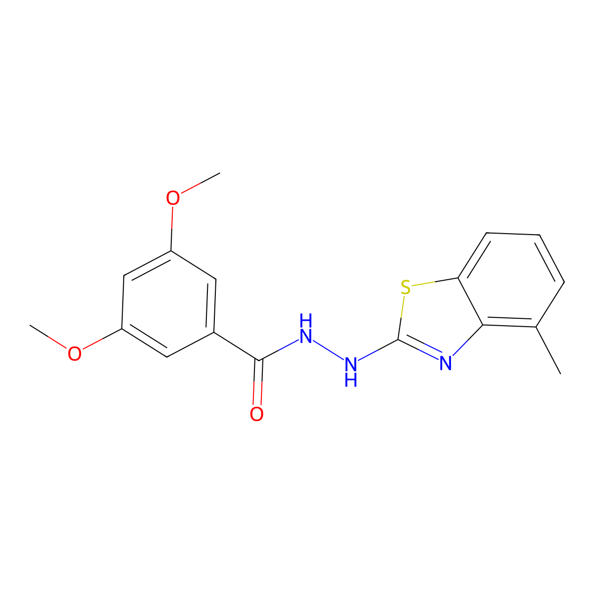 3,5-dimethoxy-N'-(4-methyl-1,3-benzothiazol-2-yl)benzohydrazide molecular structure, CAS 851977-86-1