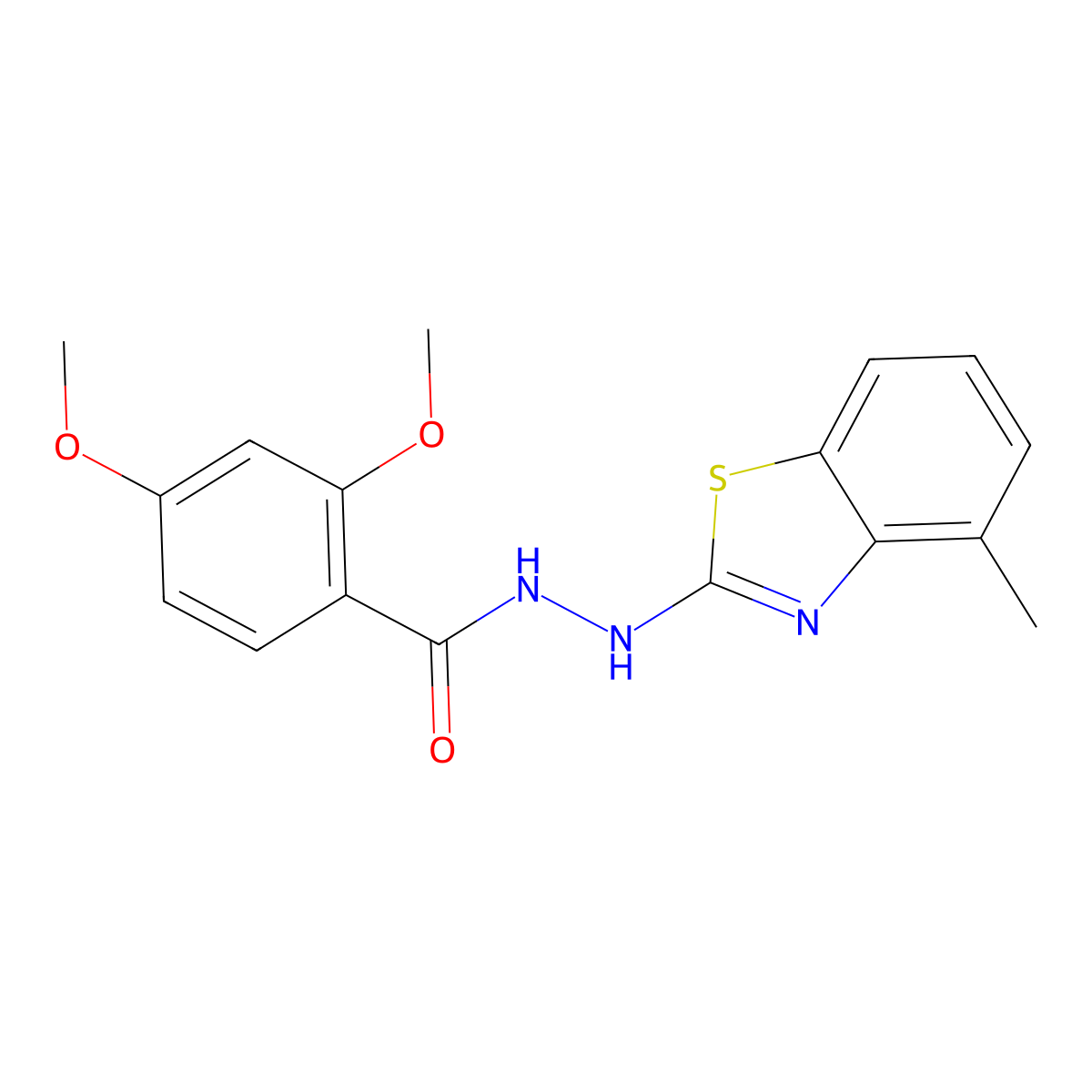 2,4-dimethoxy-N'-(4-methyl-1,3-benzothiazol-2-yl)benzohydrazide molecular structure, CAS 851977-87-2