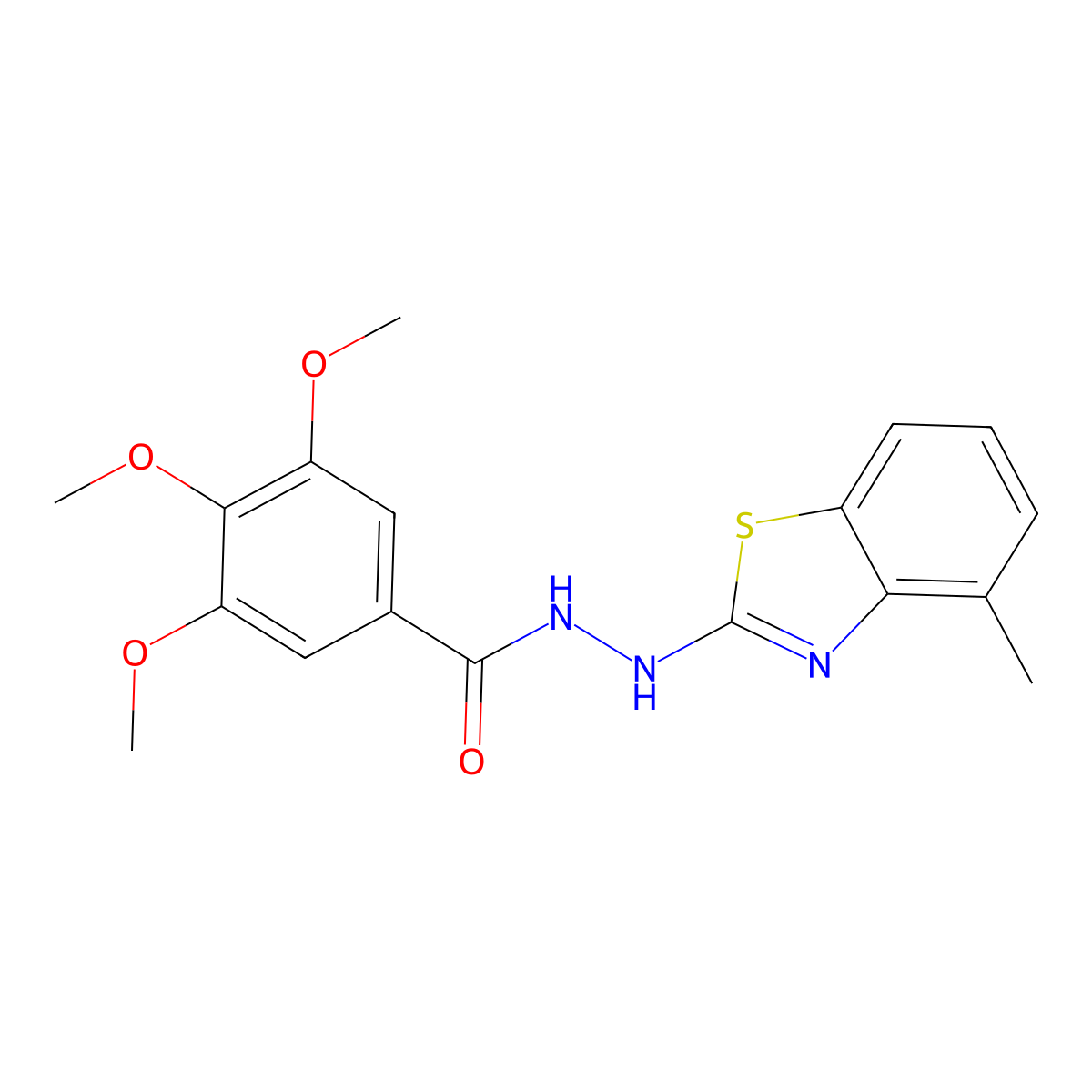 3,4,5-trimethoxy-N'-(4-methyl-1,3-benzothiazol-2-yl)benzohydrazide molecular structure, CAS 851977-88-3