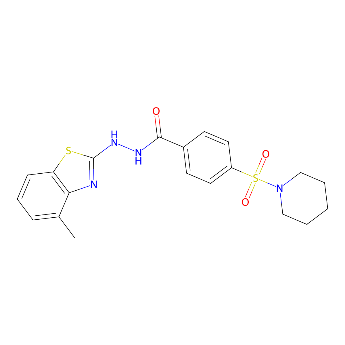 N'-(4-methylbenzo[d]thiazol-2-yl)-4-(piperidin-1-ylsulfonyl)benzohydrazide molecular structure, CAS 851977-89-4