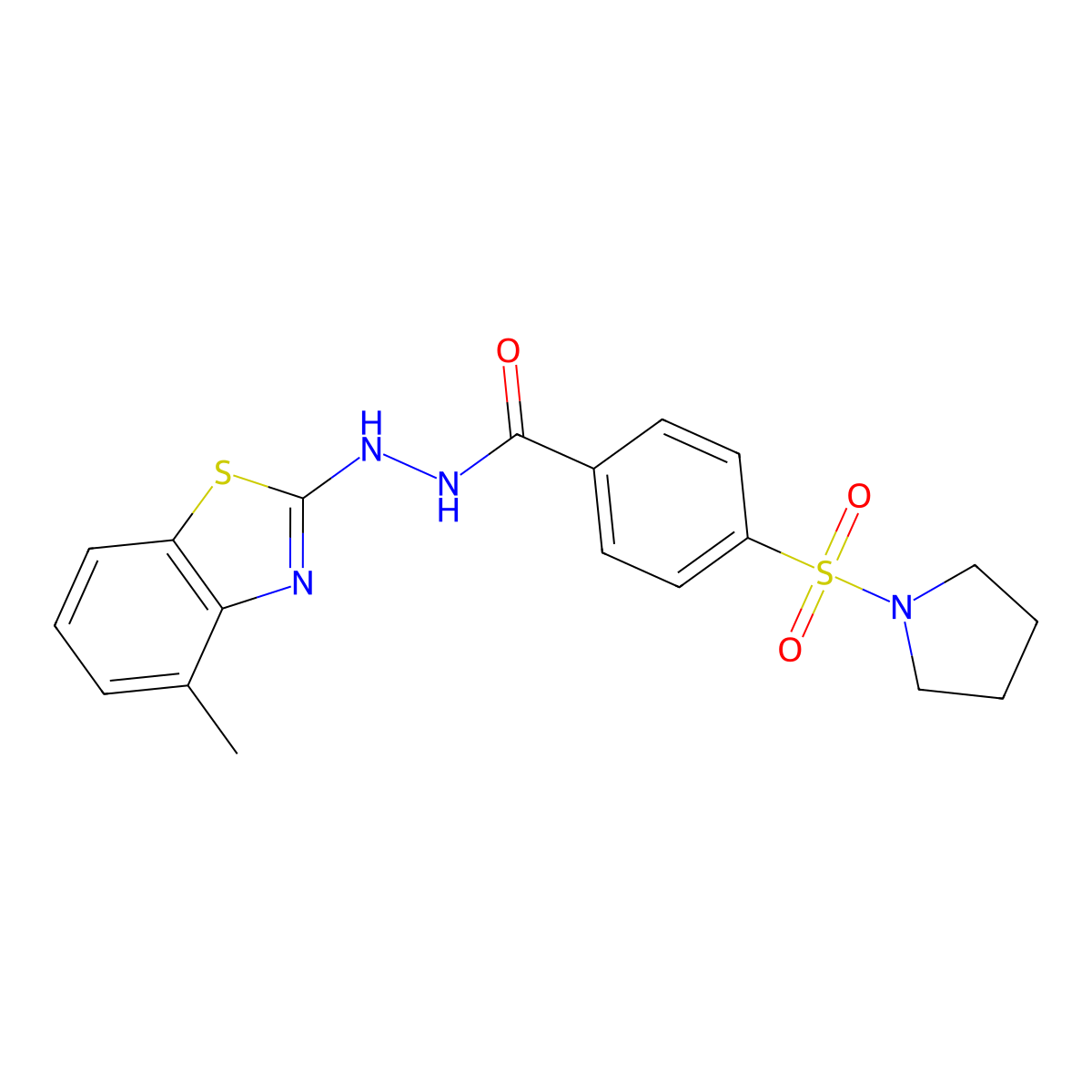 N'-(4-methylbenzo[d]thiazol-2-yl)-4-(pyrrolidin-1-ylsulfonyl)benzohydrazide molecular structure, CAS 851977-91-8