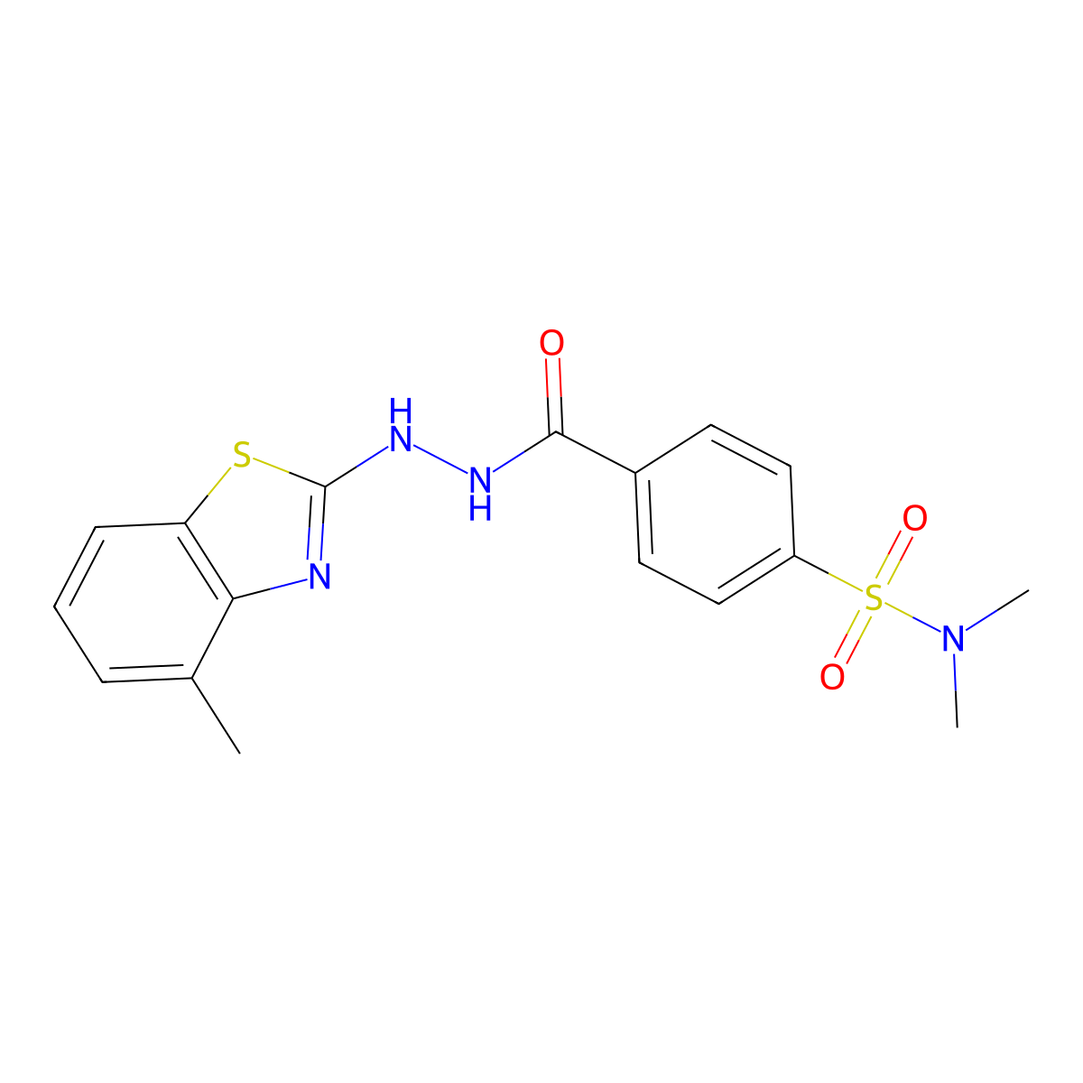 N,N-dimethyl-4-(2-(4-methylbenzo[d]thiazol-2-yl)hydrazinecarbonyl)benzenesulfonamide molecular structure, CAS 851977-92-9
