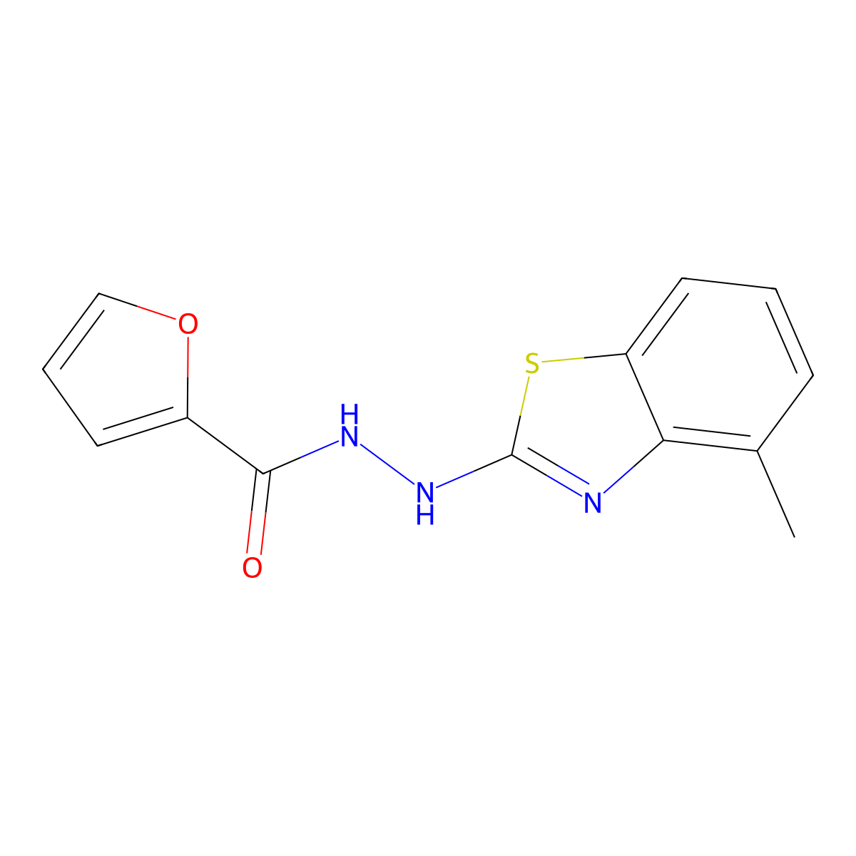 N'-(4-methyl-1,3-benzothiazol-2-yl)furan-2-carbohydrazide molecular structure, CAS 851977-93-0