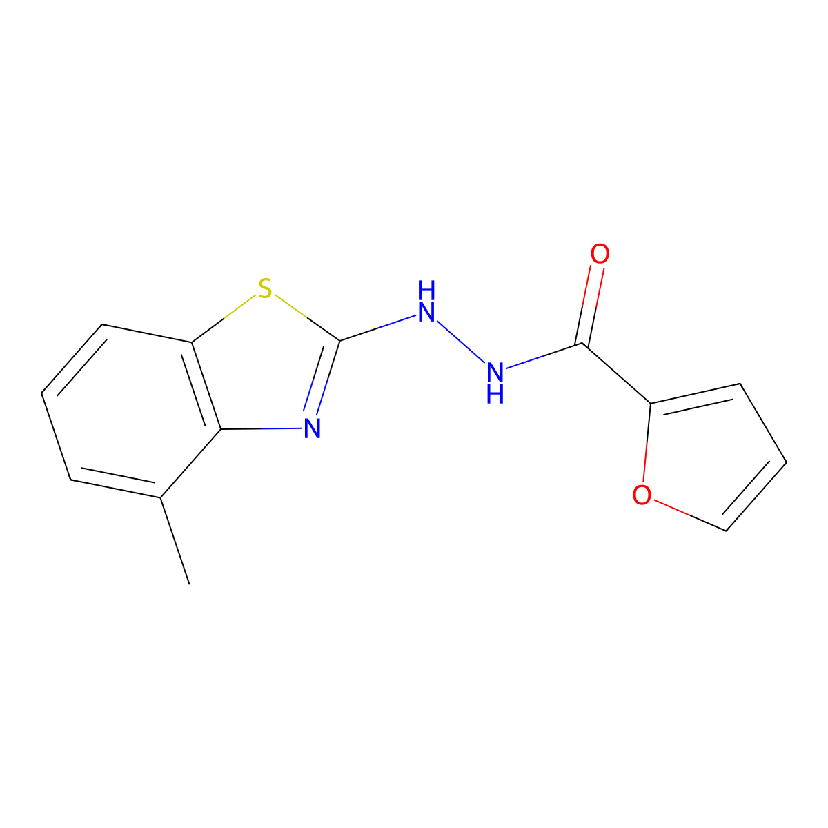 N'-(4-methyl-1,3-benzothiazol-2-yl)furan-2-carbohydrazide molecular structure, CAS 851977-93-0