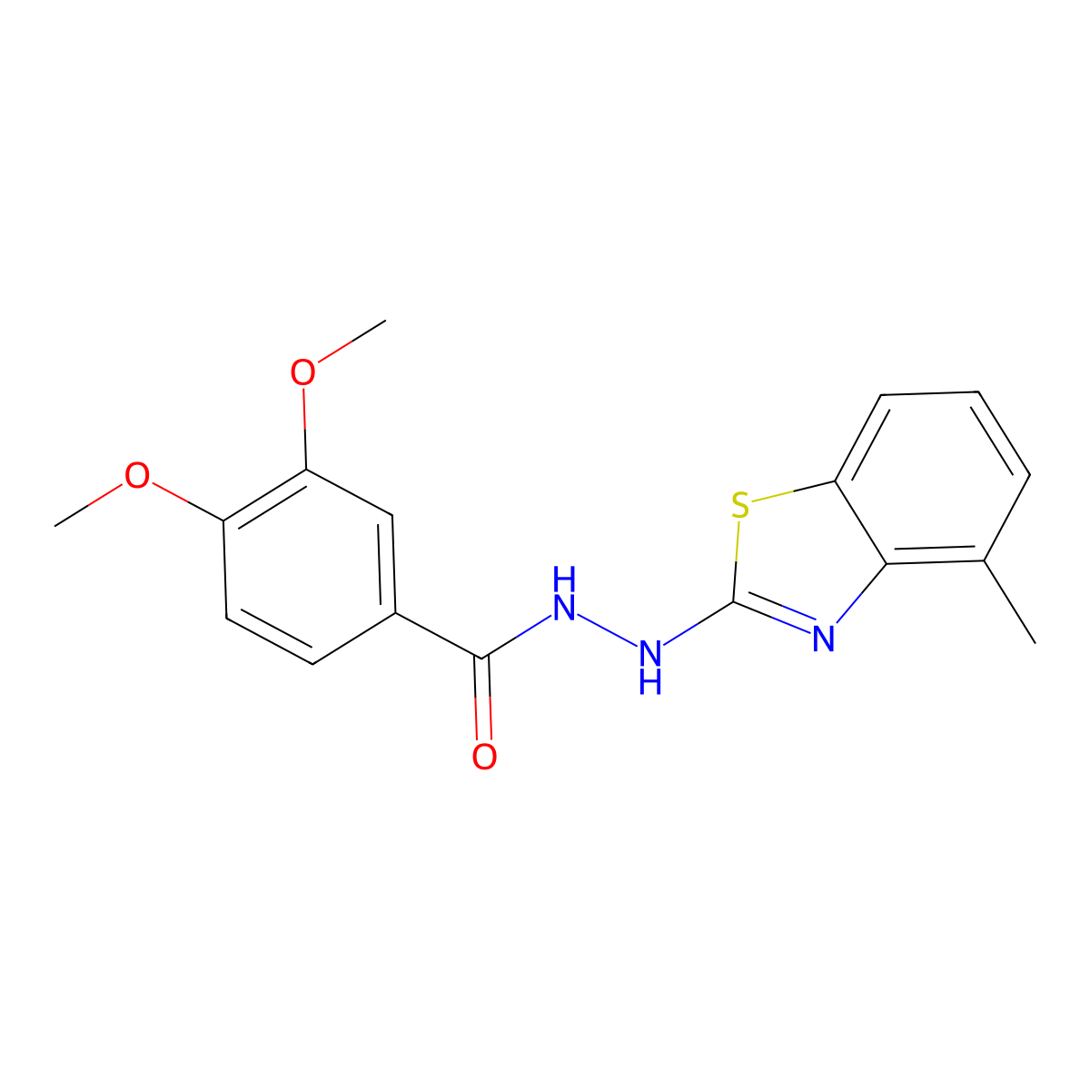 3,4-dimethoxy-N'-(4-methyl-1,3-benzothiazol-2-yl)benzohydrazide molecular structure, CAS 851977-94-1