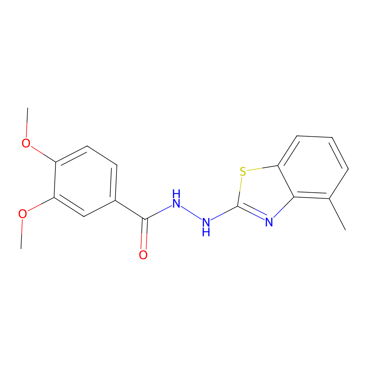 3,4-dimethoxy-N'-(4-methyl-1,3-benzothiazol-2-yl)benzohydrazide molecular structure, CAS 851977-94-1
