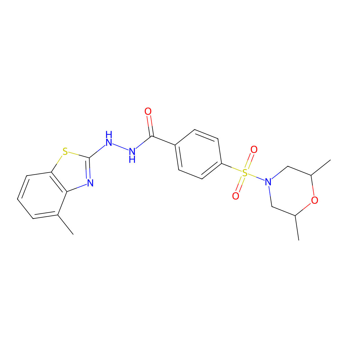4-((2,6-dimethylmorpholino)sulfonyl)-N'-(4-methylbenzo[d]thiazol-2-yl)benzohydrazide molecular structure, CAS 851977-96-3