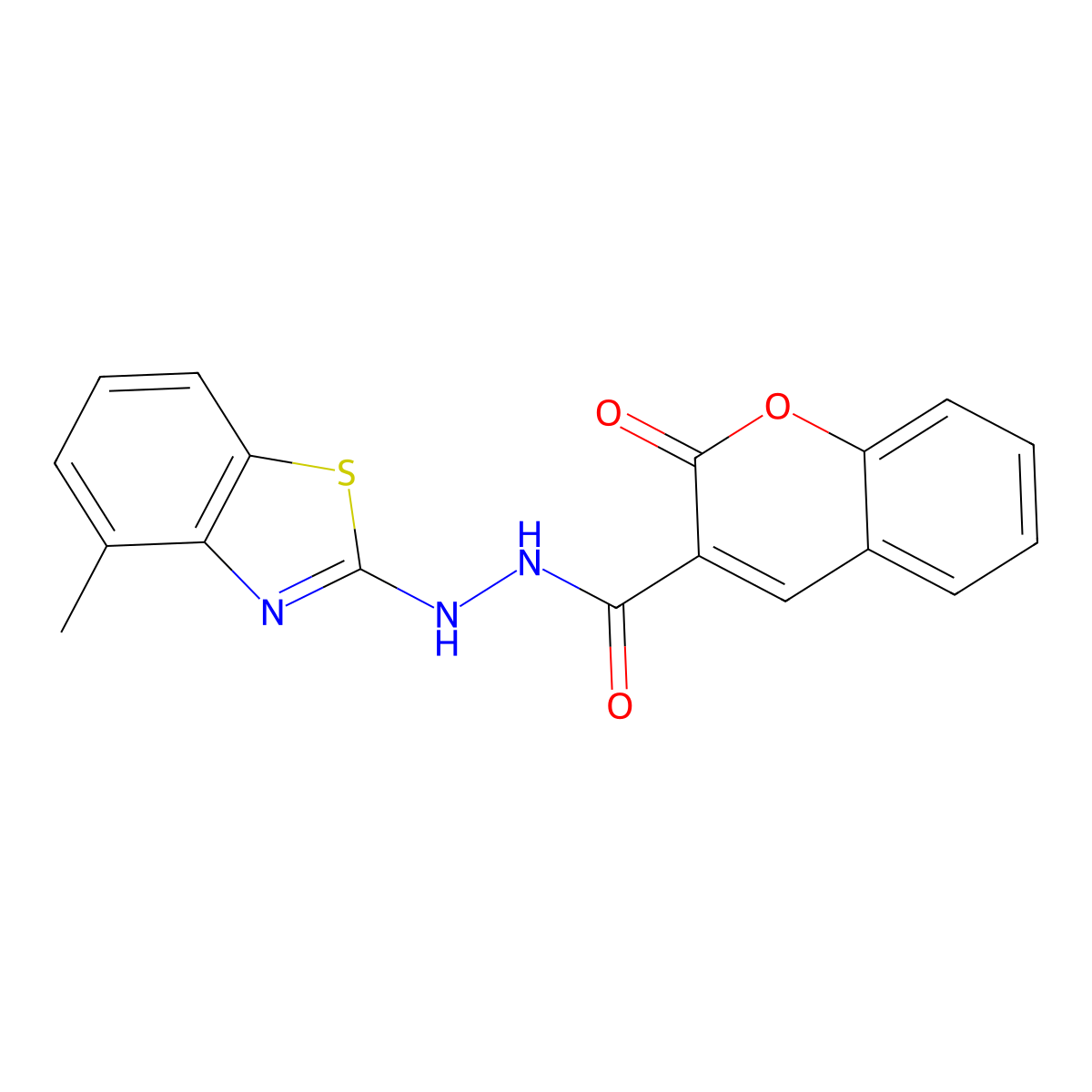 N'-(4-methylbenzo[d]thiazol-2-yl)-2-oxo-2H-chromene-3-carbohydrazide molecular structure, CAS 851977-99-6
