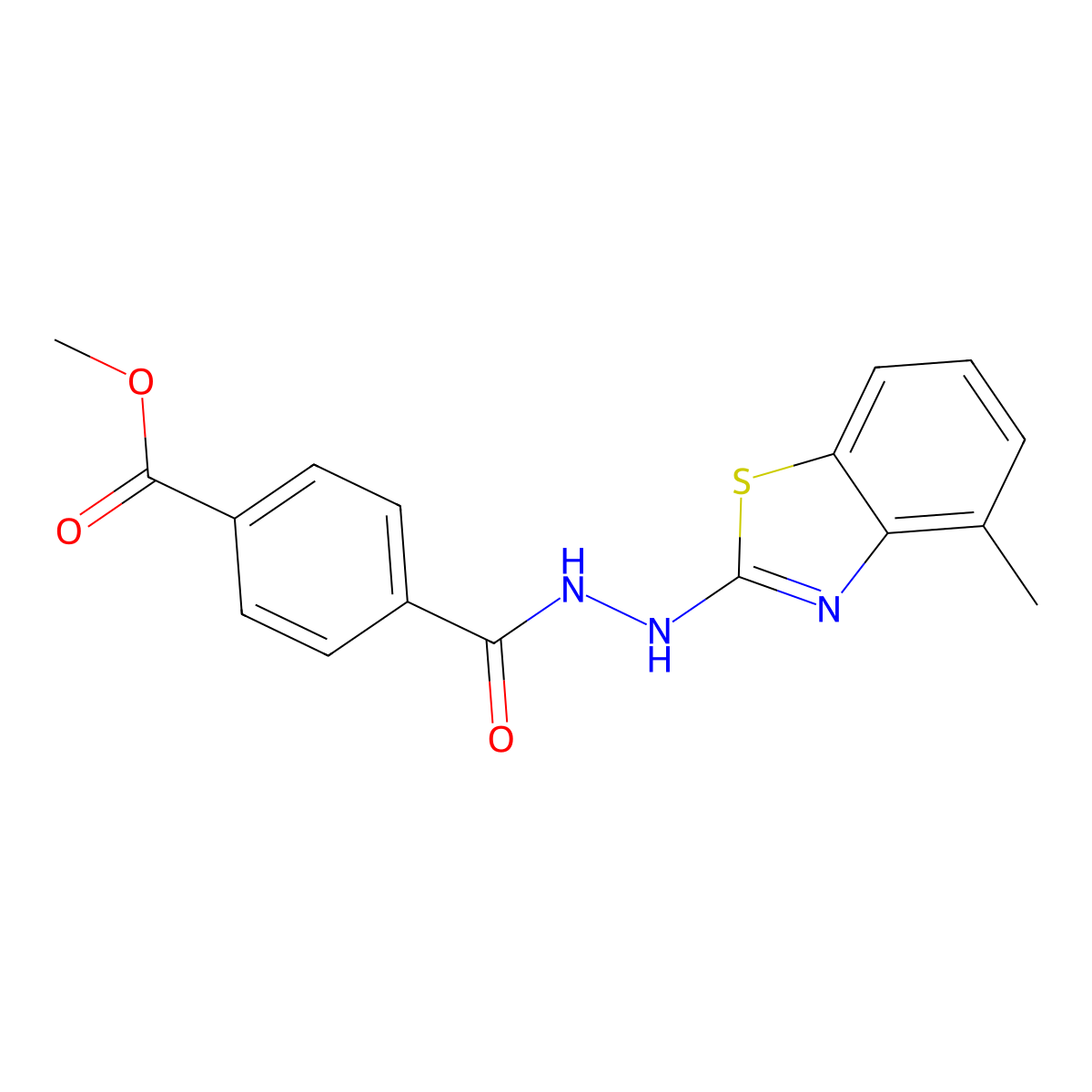 Methyl 4-(2-(4-methylbenzo[d]thiazol-2-yl)hydrazinecarbonyl)benzoate molecular structure, CAS 851978-01-3