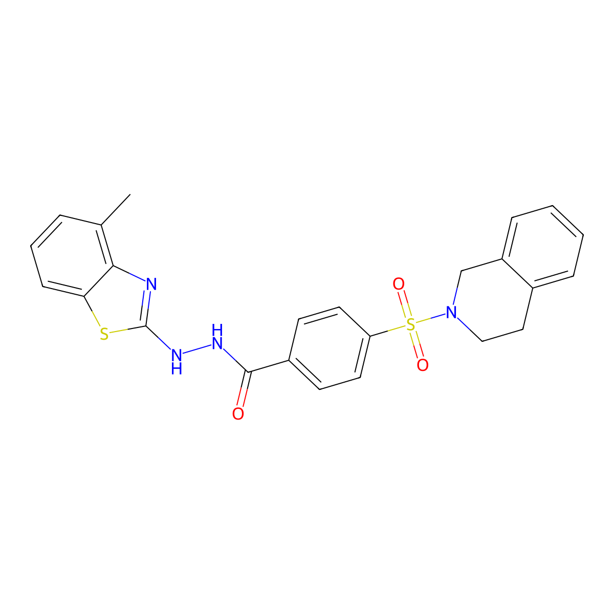 4-((3,4-dihydroisoquinolin-2(1H)-yl)sulfonyl)-N'-(4-methylbenzo[d]thiazol-2-yl)benzohydrazide molecular structure, CAS 851978-02-4