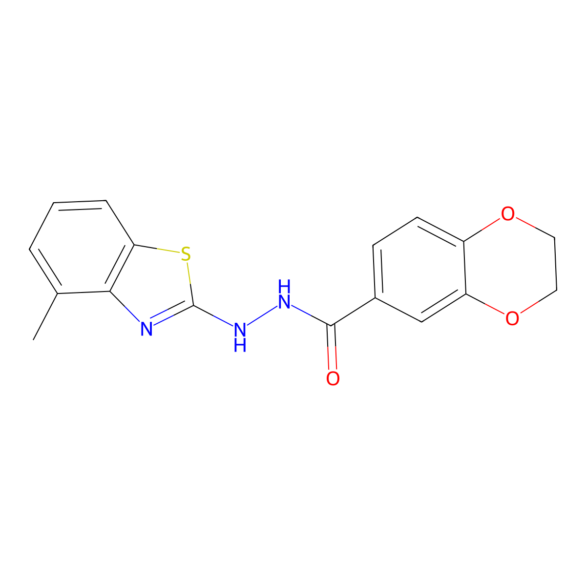 N'-(4-methyl-1,3-benzothiazol-2-yl)-2,3-dihydro-1,4-benzodioxine-6-carbohydrazide molecular structure, CAS 851978-04-6