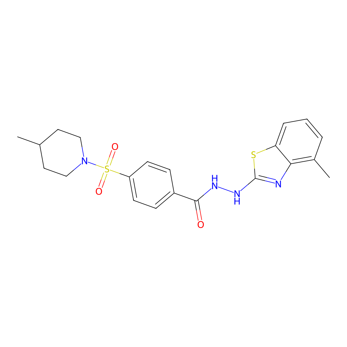 N'-(4-methylbenzo[d]thiazol-2-yl)-4-((4-methylpiperidin-1-yl)sulfonyl)benzohydrazide molecular structure, CAS 851978-05-7