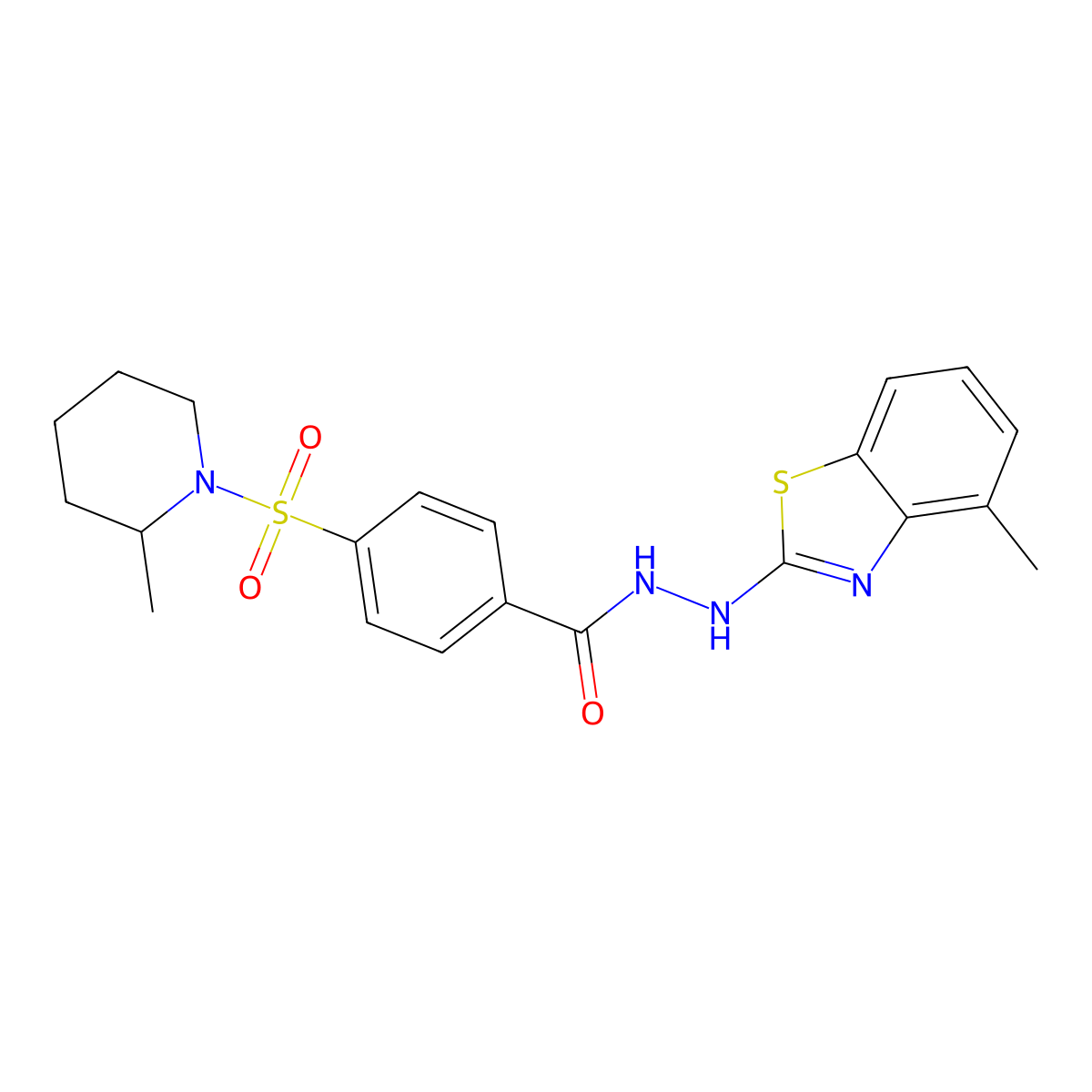 N'-(4-methylbenzo[d]thiazol-2-yl)-4-((2-methylpiperidin-1-yl)sulfonyl)benzohydrazide molecular structure, CAS 851978-07-9