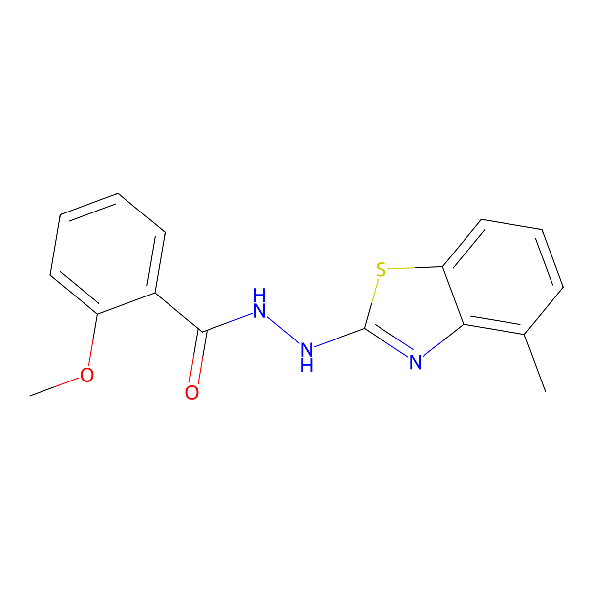 2-methoxy-N'-(4-methyl-1,3-benzothiazol-2-yl)benzohydrazide molecular structure, CAS 851978-10-4