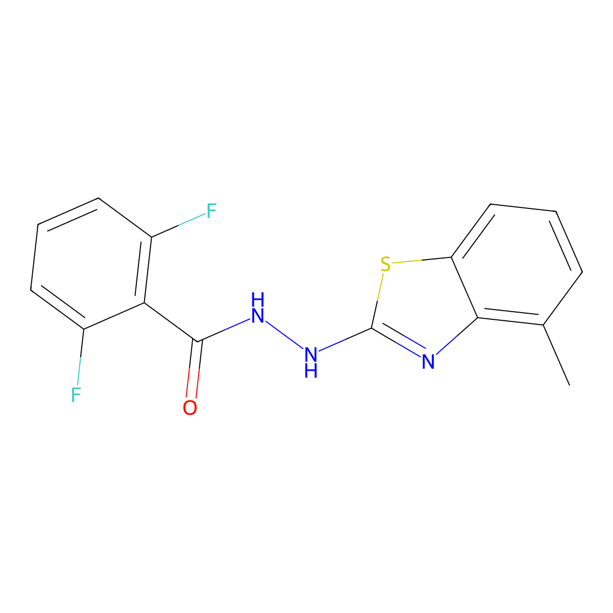2,6-difluoro-N'-(4-methyl-1,3-benzothiazol-2-yl)benzohydrazide molecular structure, CAS 851978-11-5