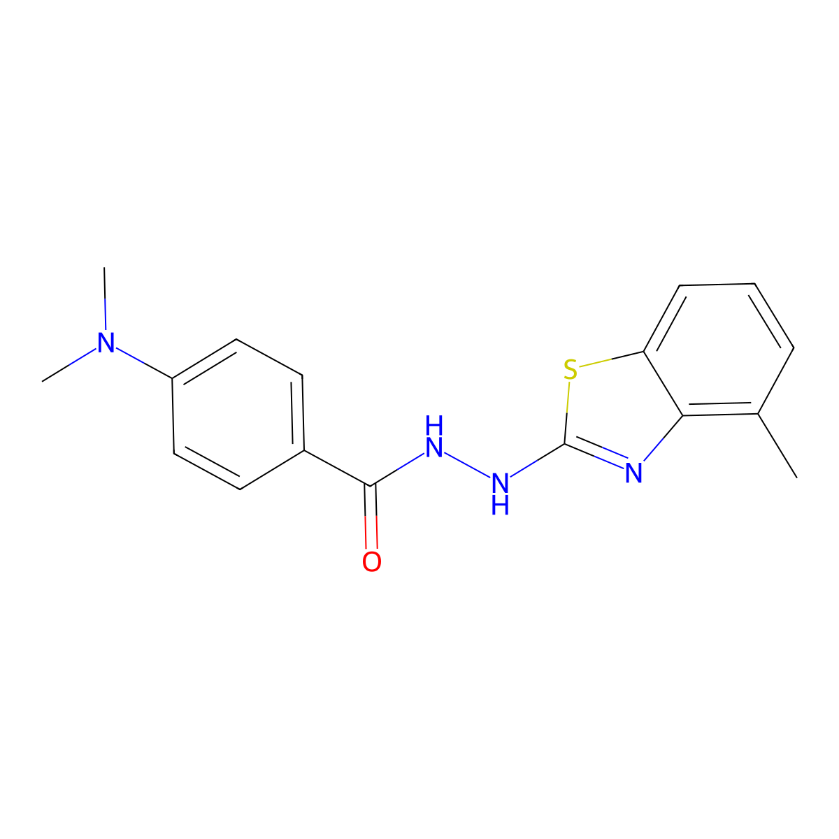 4-(dimethylamino)-N'-(4-methyl-1,3-benzothiazol-2-yl)benzohydrazide molecular structure, CAS 851978-12-6