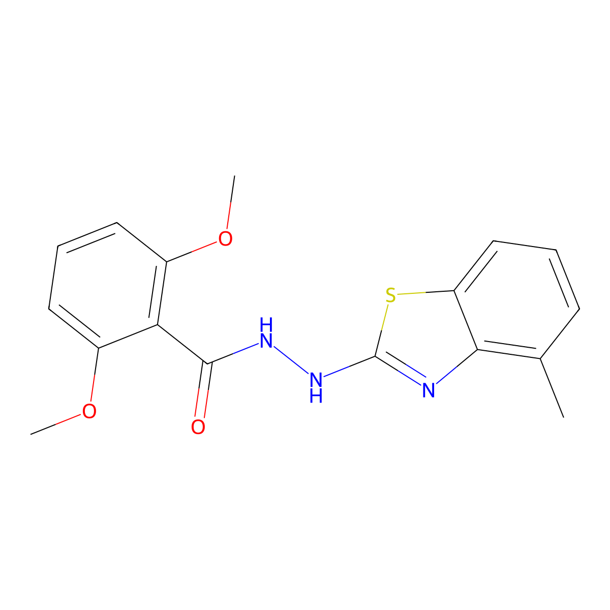 2,6-dimethoxy-N'-(4-methyl-1,3-benzothiazol-2-yl)benzohydrazide molecular structure, CAS 851978-13-7