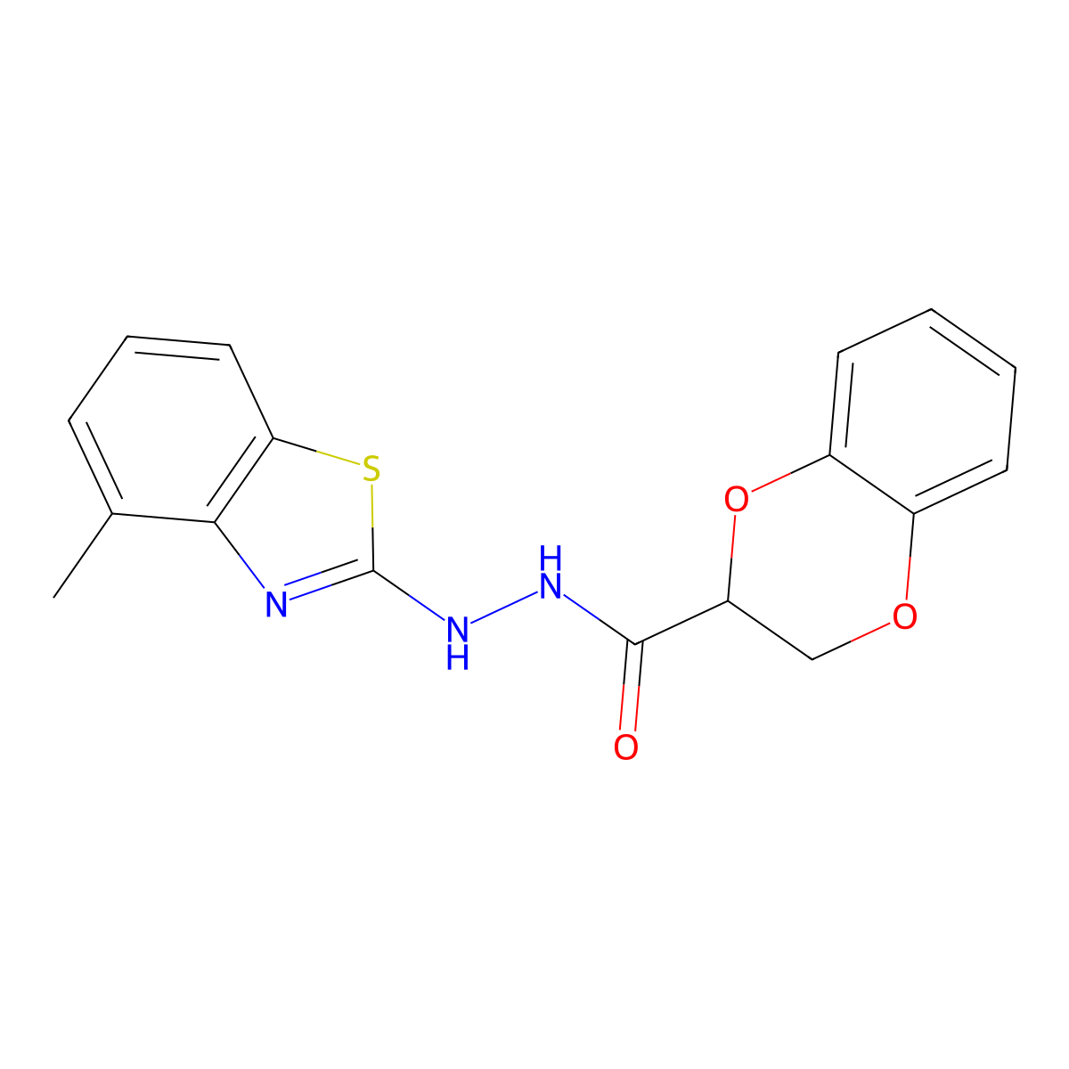 N'-(4-methylbenzo[d]thiazol-2-yl)-2,3-dihydrobenzo[b][1,4]dioxine-2-carbohydrazide molecular structure, CAS 851978-14-8