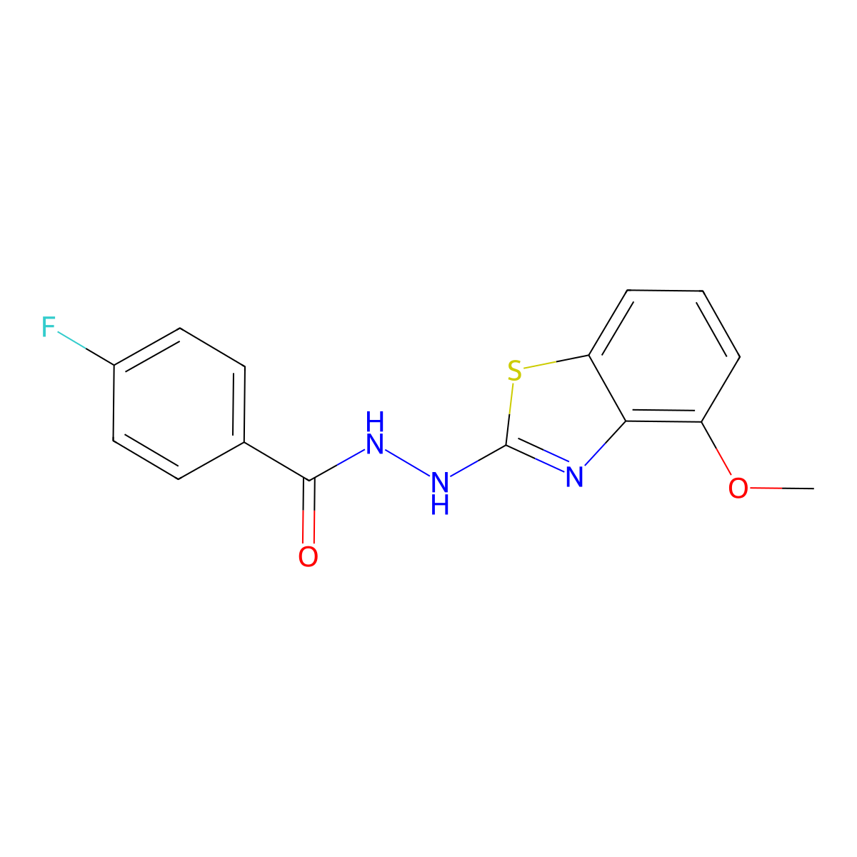 4-fluoro-N'-(4-methoxy-1,3-benzothiazol-2-yl)benzohydrazide molecular structure, CAS 851978-20-6