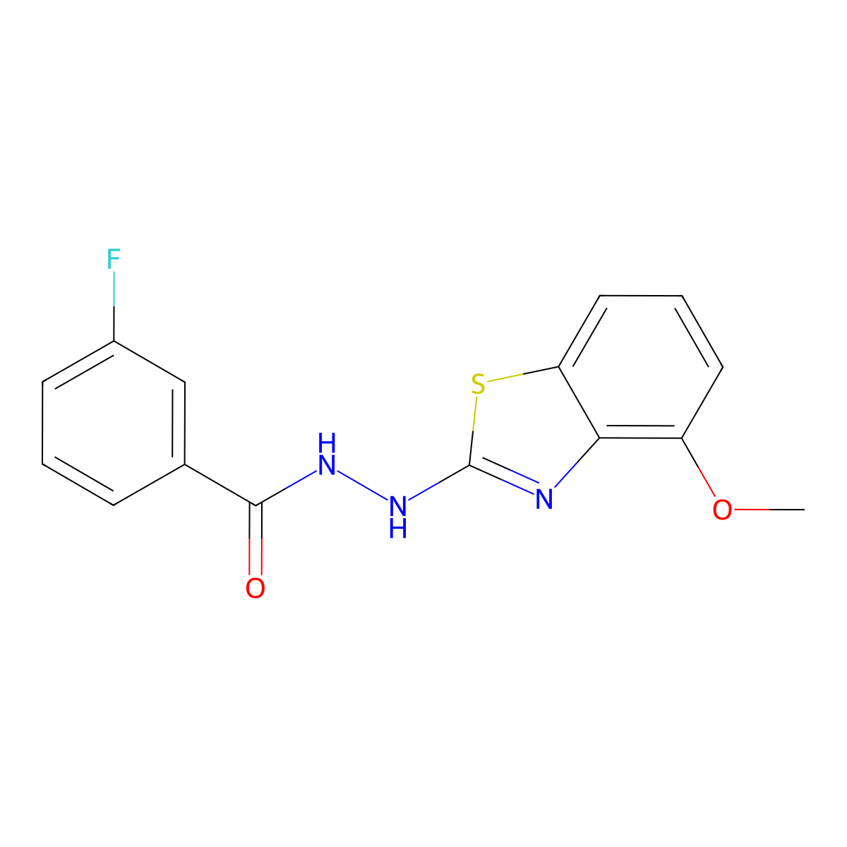 3-fluoro-N'-(4-methoxy-1,3-benzothiazol-2-yl)benzohydrazide molecular structure, CAS 851978-21-7