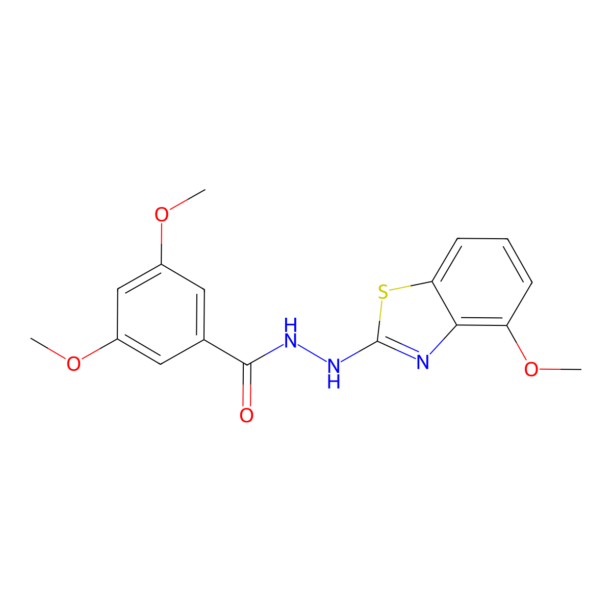 3,5-dimethoxy-N'-(4-methoxy-1,3-benzothiazol-2-yl)benzohydrazide molecular structure, CAS 851978-24-0