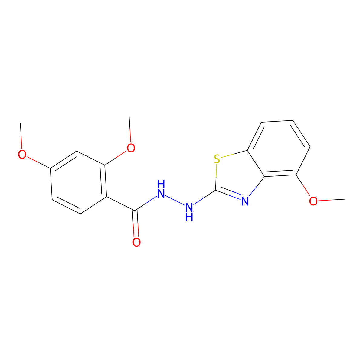 2,4-dimethoxy-N'-(4-methoxy-1,3-benzothiazol-2-yl)benzohydrazide molecular structure, CAS 851978-25-1