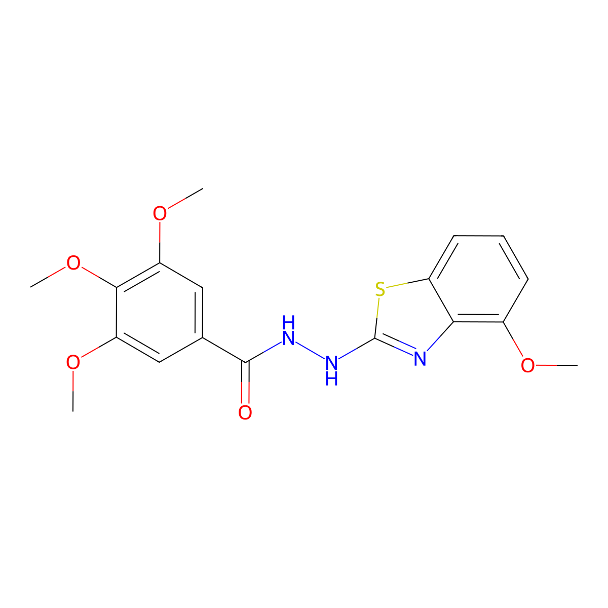 3,4,5-trimethoxy-N'-(4-methoxy-1,3-benzothiazol-2-yl)benzohydrazide molecular structure, CAS 851978-26-2