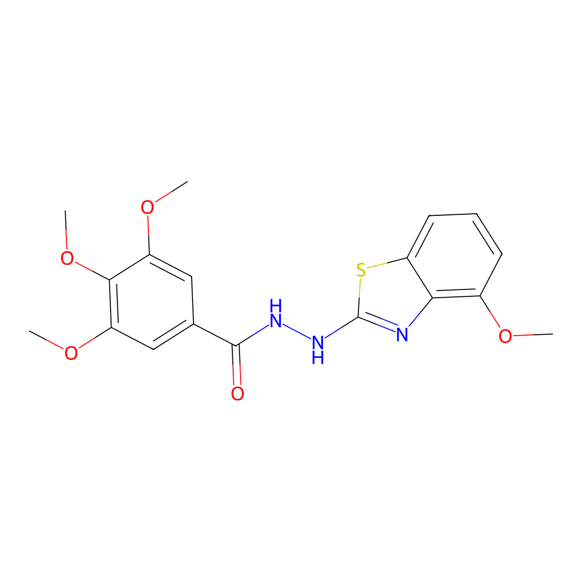 3,4,5-trimethoxy-N'-(4-methoxy-1,3-benzothiazol-2-yl)benzohydrazide molecular structure, CAS 851978-26-2