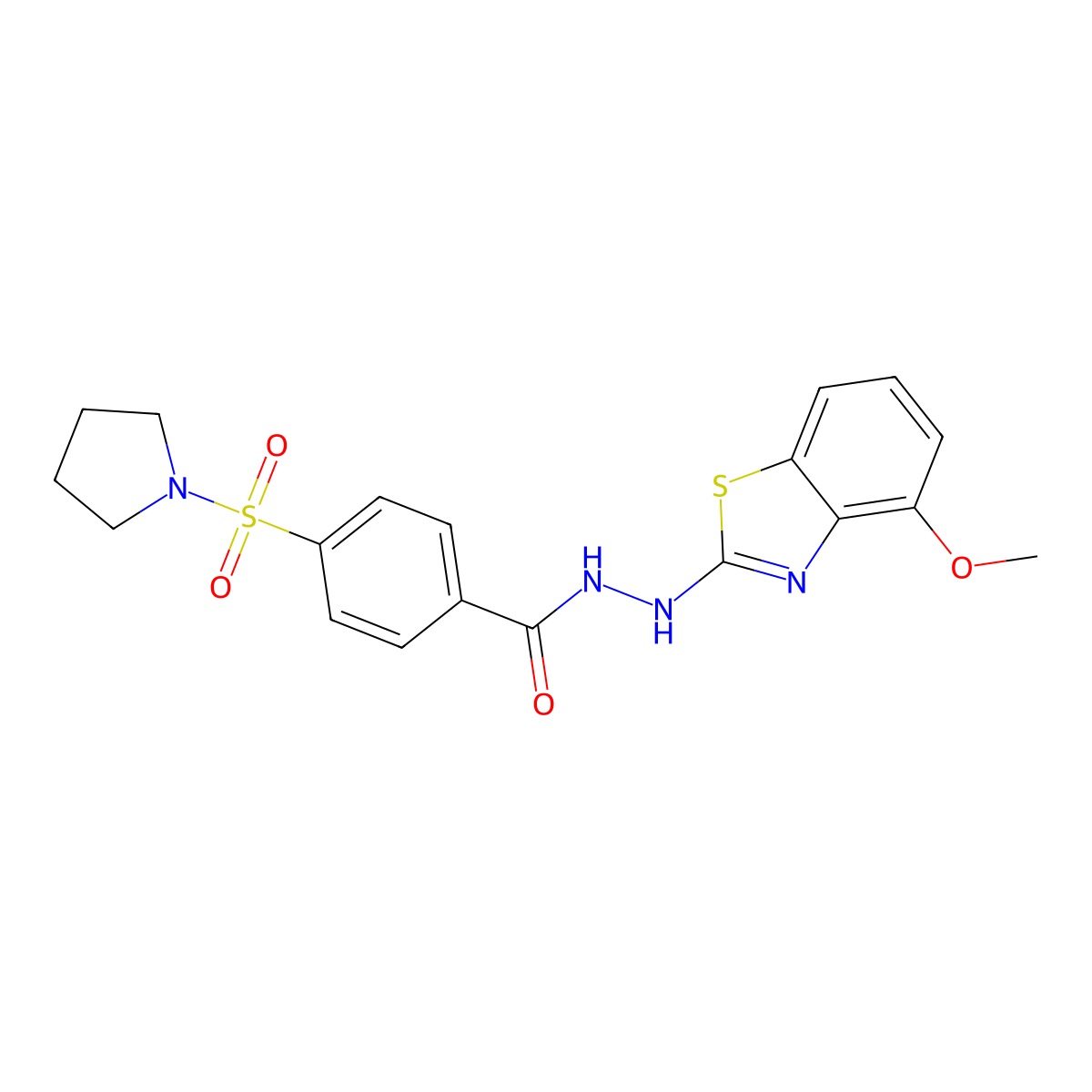 N'-(4-methoxybenzo[d]thiazol-2-yl)-4-(pyrrolidin-1-ylsulfonyl)benzohydrazide molecular structure, CAS 851978-29-5