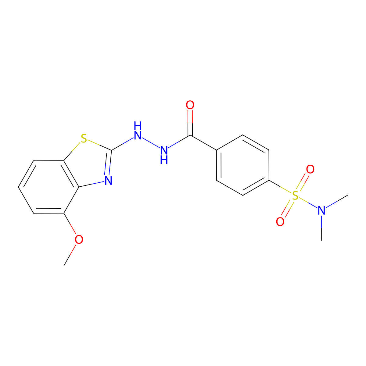 4-(2-(4-methoxybenzo[d]thiazol-2-yl)hydrazinecarbonyl)-N,N-dimethylbenzenesulfonamide molecular structure, CAS 851978-30-8