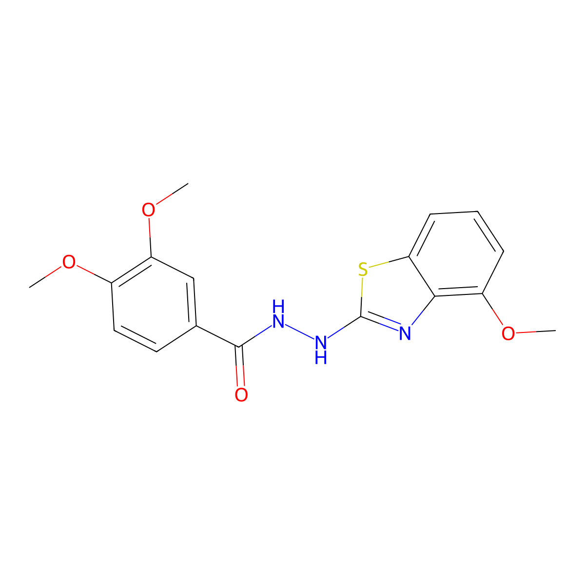 3,4-dimethoxy-N'-(4-methoxy-1,3-benzothiazol-2-yl)benzohydrazide molecular structure, CAS 851978-31-9