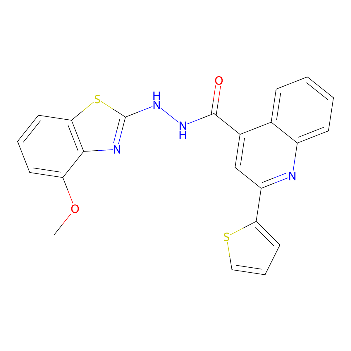N'-(4-methoxybenzo[d]thiazol-2-yl)-2-(thiophen-2-yl)quinoline-4-carbohydrazide molecular structure, CAS 851978-34-2