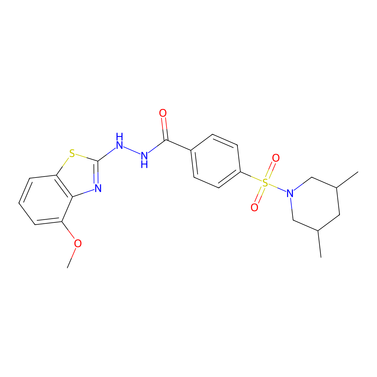 4-((3,5-dimethylpiperidin-1-yl)sulfonyl)-N'-(4-methoxybenzo[d]thiazol-2-yl)benzohydrazide molecular structure, CAS 851978-37-5