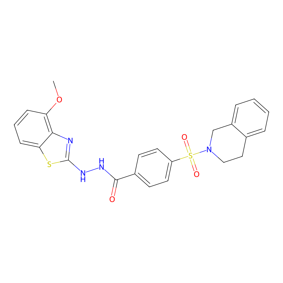 4-((3,4-dihydroisoquinolin-2(1H)-yl)sulfonyl)-N'-(4-methoxybenzo[d]thiazol-2-yl)benzohydrazide molecular structure, CAS 851978-39-7