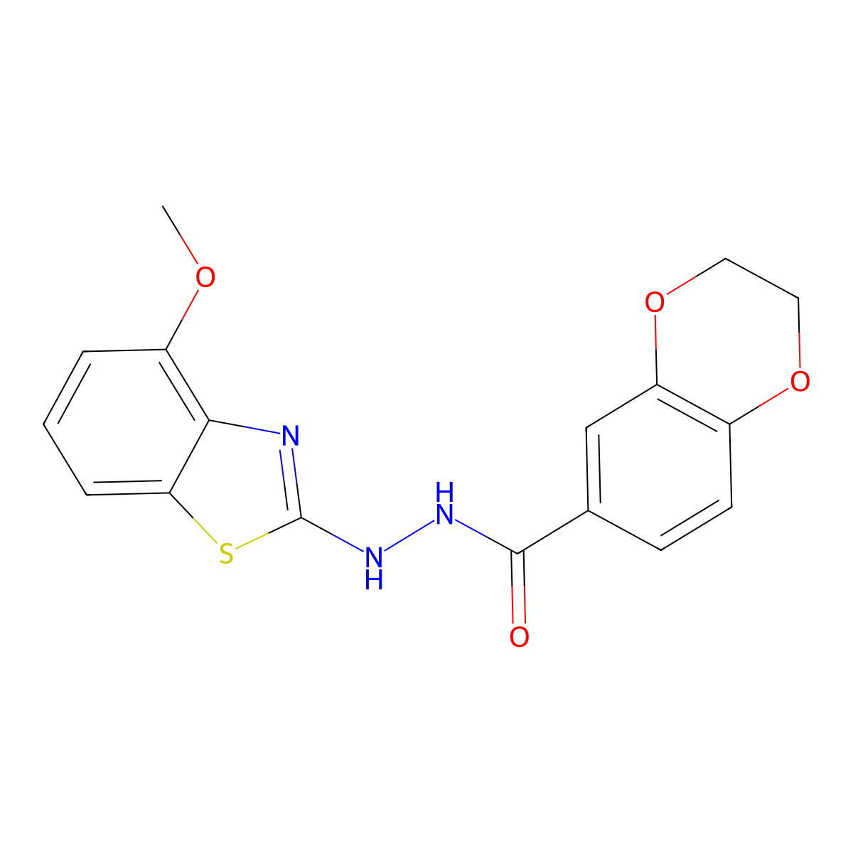 N'-(4-methoxy-1,3-benzothiazol-2-yl)-2,3-dihydro-1,4-benzodioxine-6-carbohydrazide molecular structure, CAS 851978-41-1
