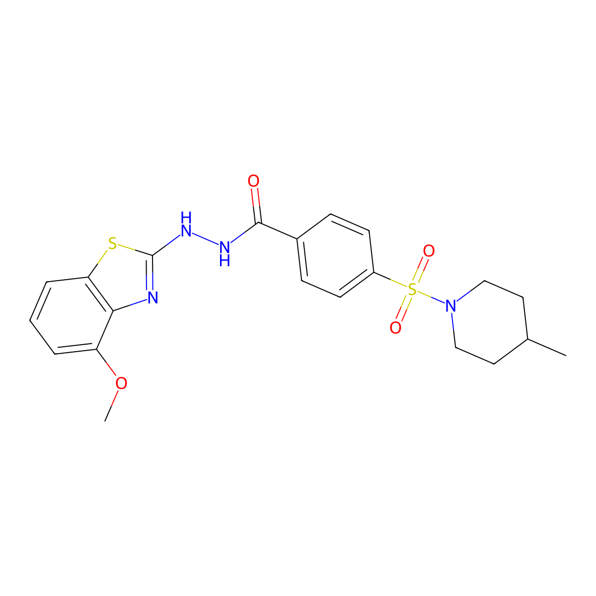 N'-(4-methoxybenzo[d]thiazol-2-yl)-4-((4-methylpiperidin-1-yl)sulfonyl)benzohydrazide molecular structure, CAS 851978-42-2
