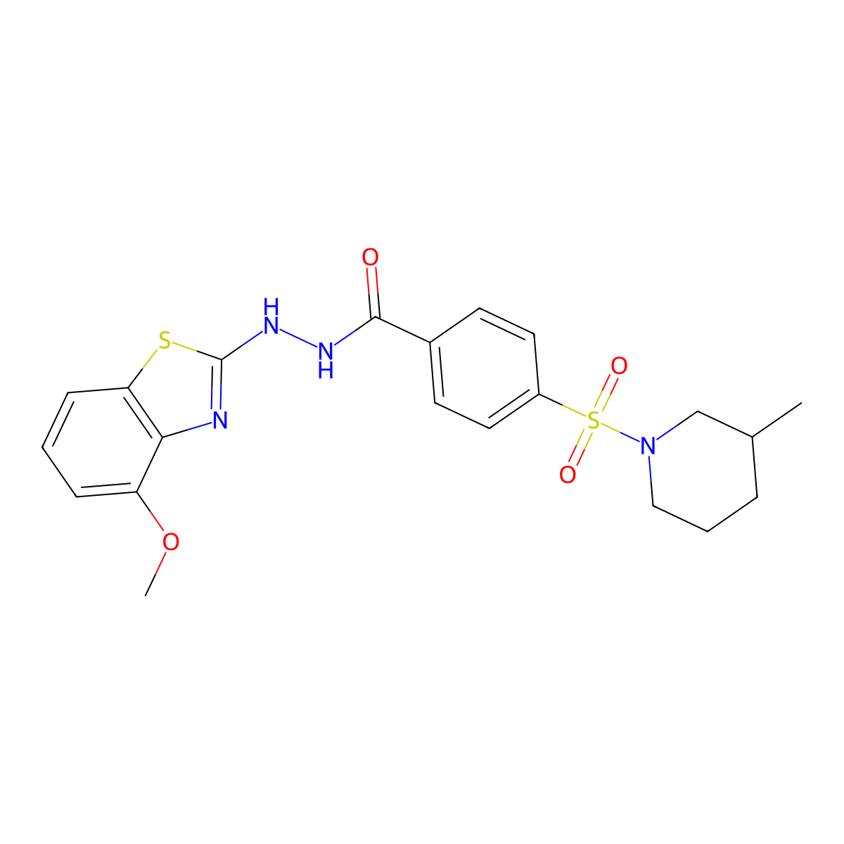 N'-(4-methoxybenzo[d]thiazol-2-yl)-4-((3-methylpiperidin-1-yl)sulfonyl)benzohydrazide molecular structure, CAS 851978-43-3