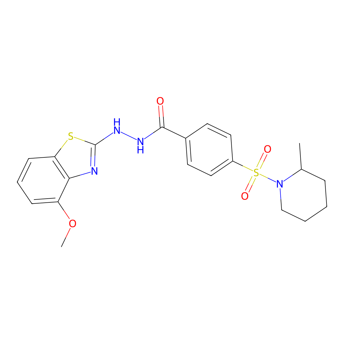 N'-(4-methoxybenzo[d]thiazol-2-yl)-4-((2-methylpiperidin-1-yl)sulfonyl)benzohydrazide molecular structure, CAS 851978-44-4