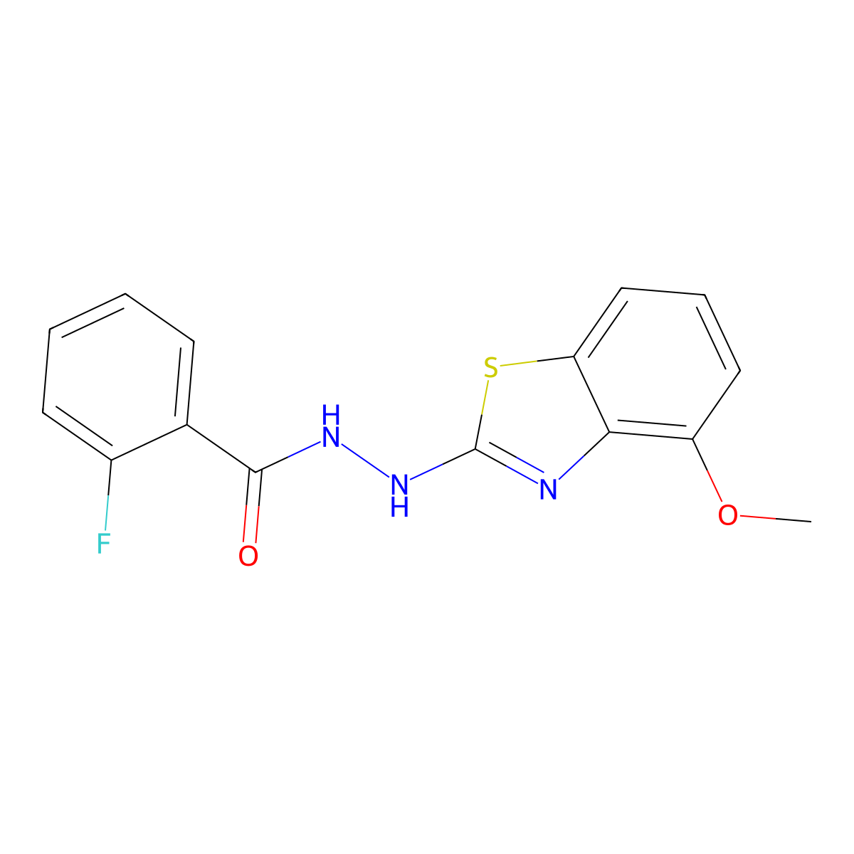 2-fluoro-N'-(4-methoxy-1,3-benzothiazol-2-yl)benzohydrazide molecular structure, CAS 851978-46-6
