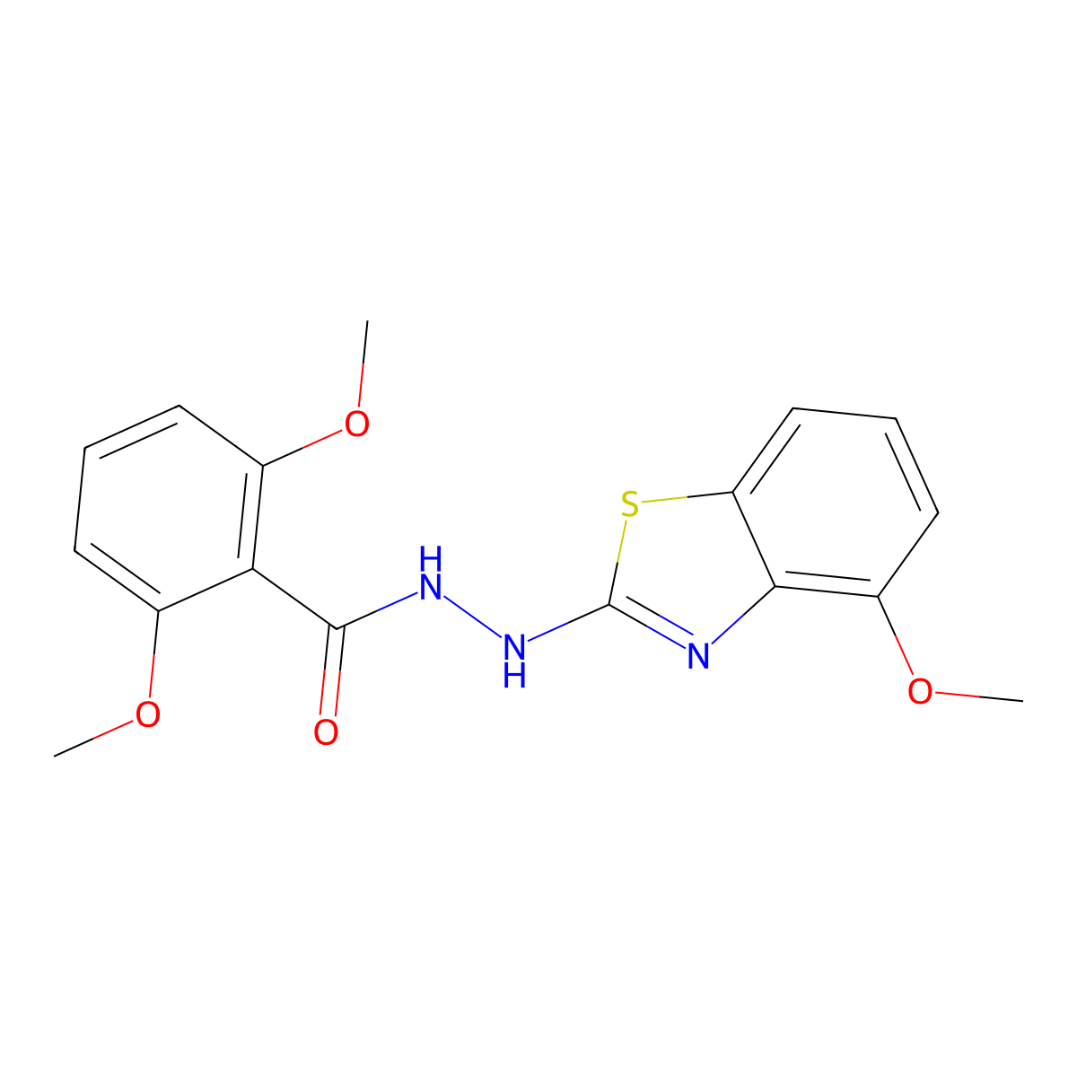 2,6-dimethoxy-N'-(4-methoxy-1,3-benzothiazol-2-yl)benzohydrazide molecular structure, CAS 851978-49-9