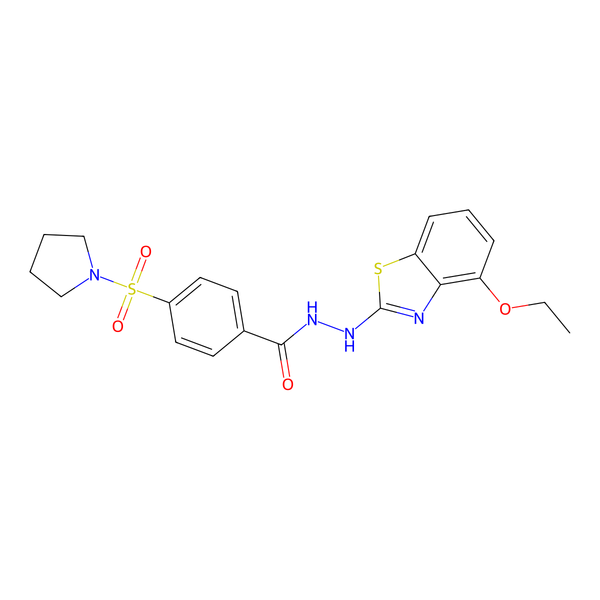 N'-(4-ethoxybenzo[d]thiazol-2-yl)-4-(pyrrolidin-1-ylsulfonyl)benzohydrazide molecular structure, CAS 851978-63-7