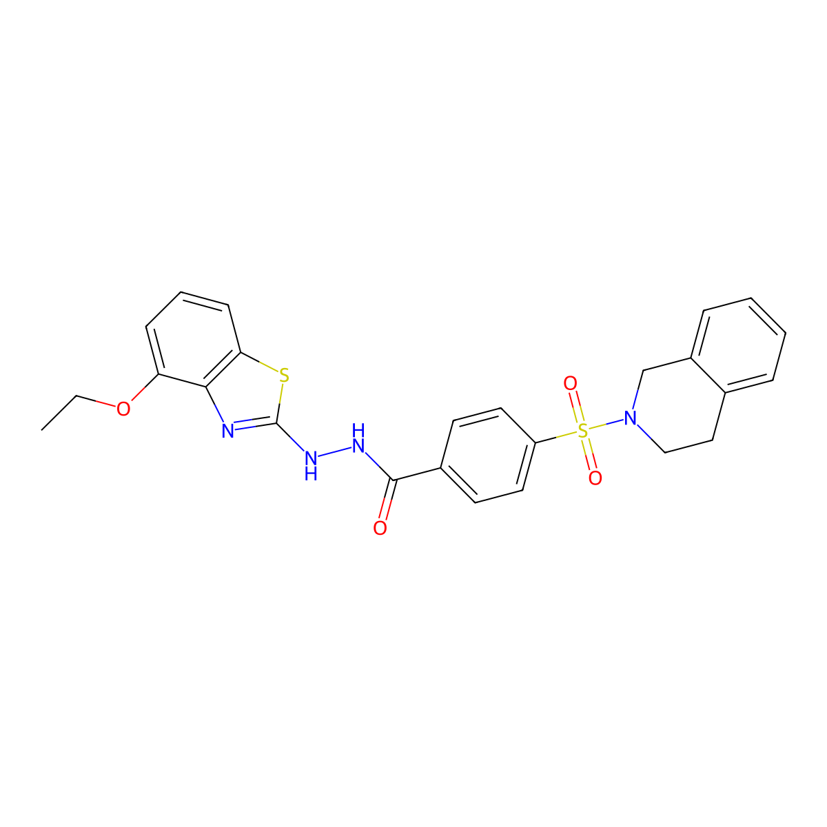 4-((3,4-dihydroisoquinolin-2(1H)-yl)sulfonyl)-N'-(4-ethoxybenzo[d]thiazol-2-yl)benzohydrazide molecular structure, CAS 851978-65-9