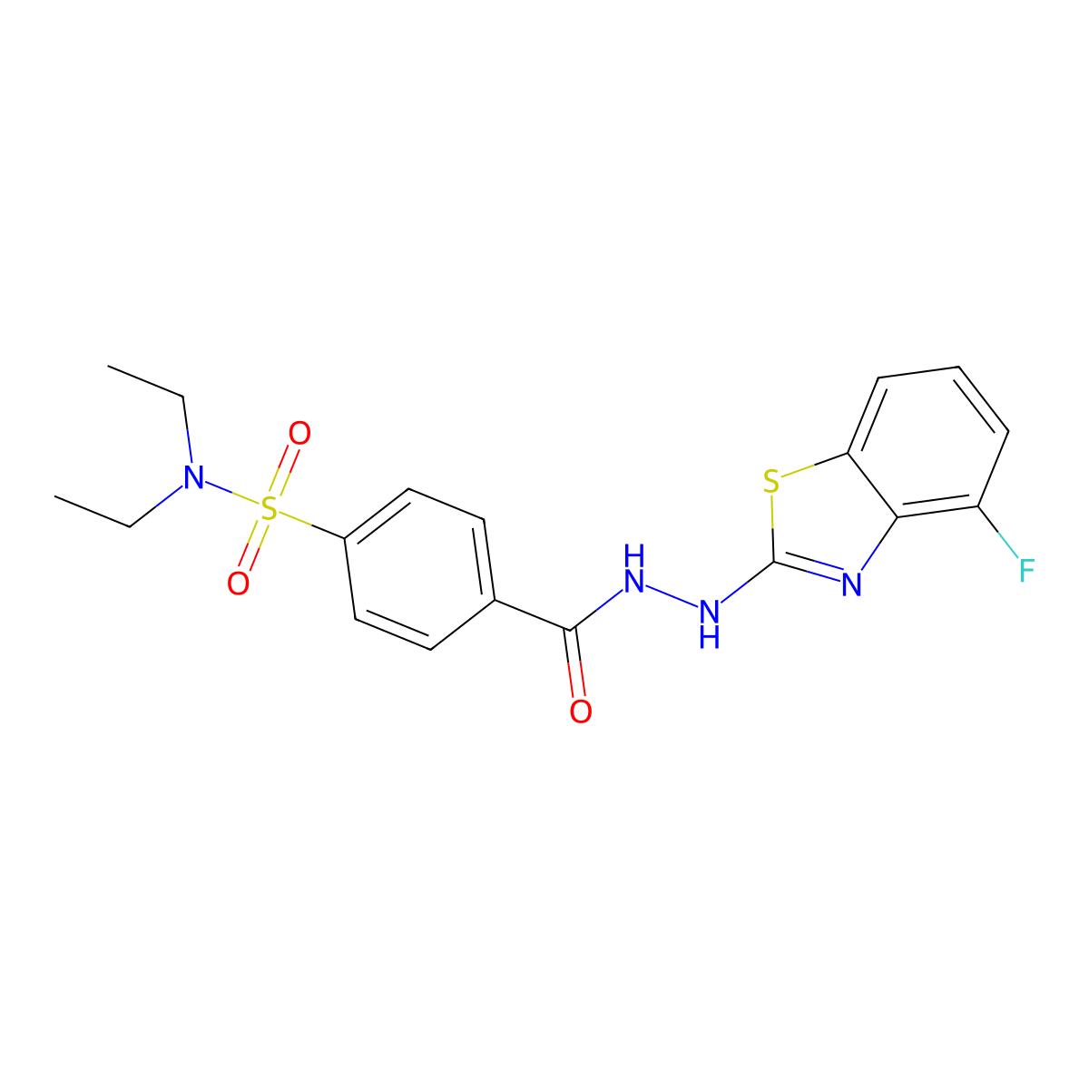 N,N-diethyl-4-(2-(4-fluorobenzo[d]thiazol-2-yl)hydrazinecarbonyl)benzenesulfonamide molecular structure, CAS 851978-68-2