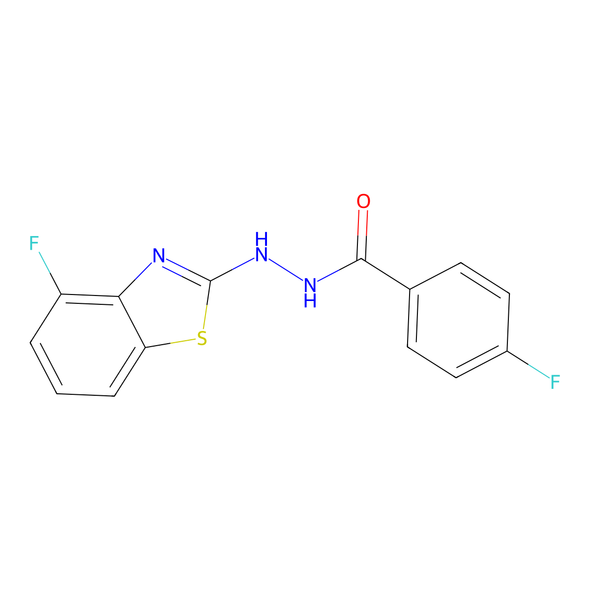 4-fluoro-N'-(4-fluoro-1,3-benzothiazol-2-yl)benzohydrazide molecular structure, CAS 851978-69-3