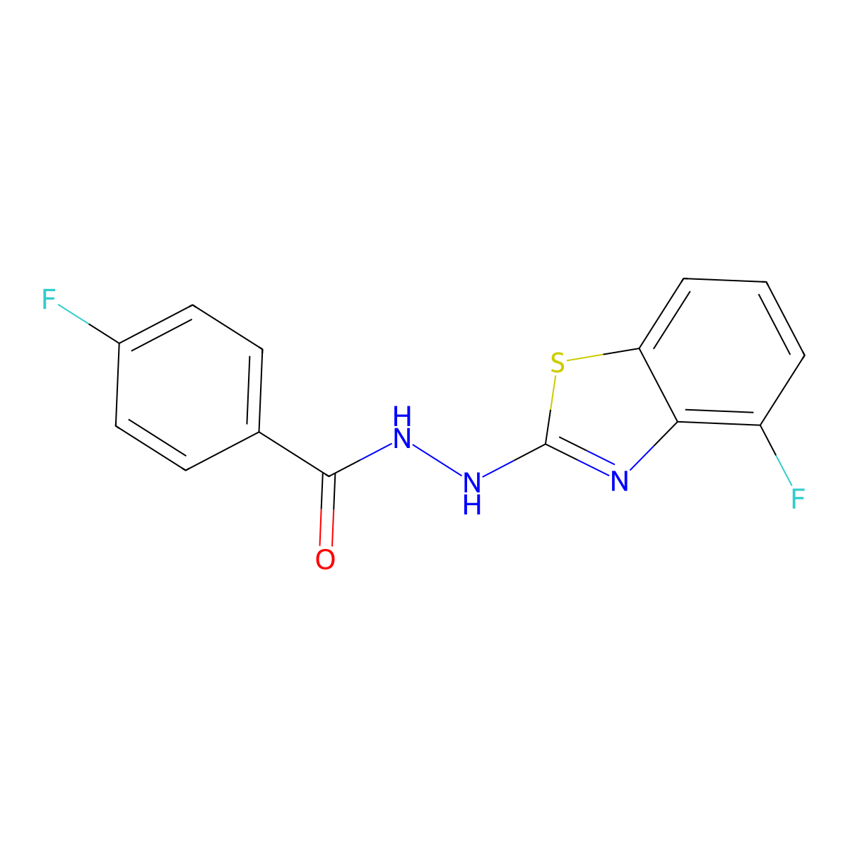 4-fluoro-N'-(4-fluoro-1,3-benzothiazol-2-yl)benzohydrazide molecular structure, CAS 851978-69-3