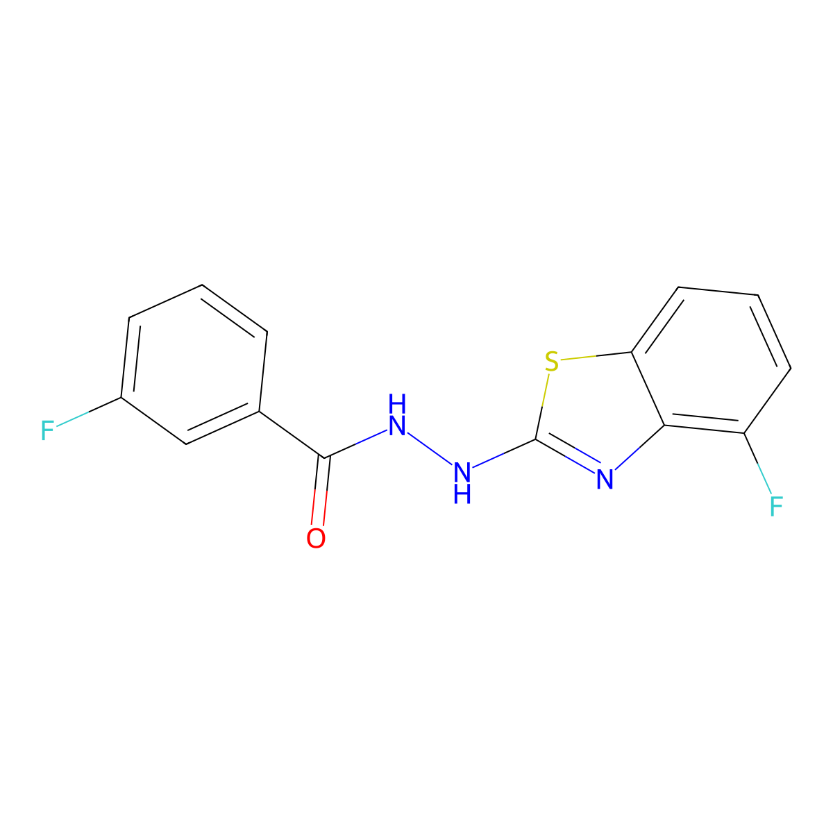 3-fluoro-N'-(4-fluoro-1,3-benzothiazol-2-yl)benzohydrazide molecular structure, CAS 851978-70-6