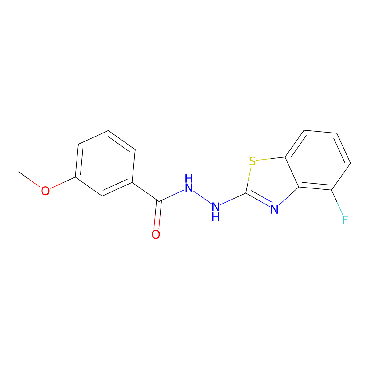 N'-(4-fluoro-1,3-benzothiazol-2-yl)-3-methoxybenzohydrazide molecular structure, CAS 851978-71-7