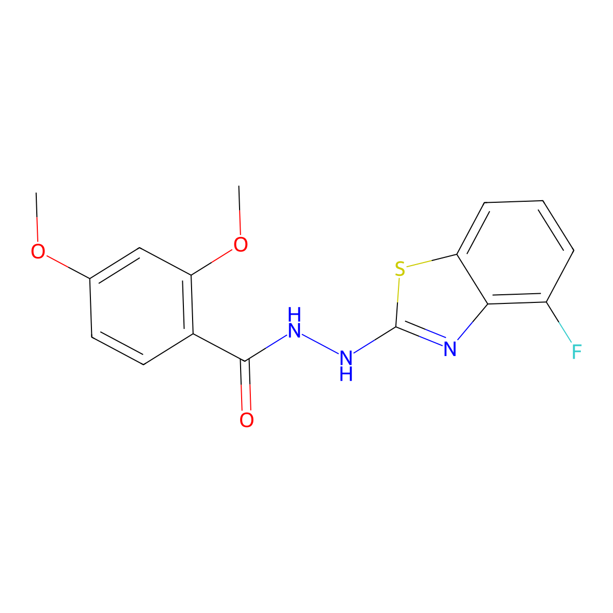N'-(4-fluoro-1,3-benzothiazol-2-yl)-2,4-dimethoxybenzohydrazide molecular structure, CAS 851978-74-0