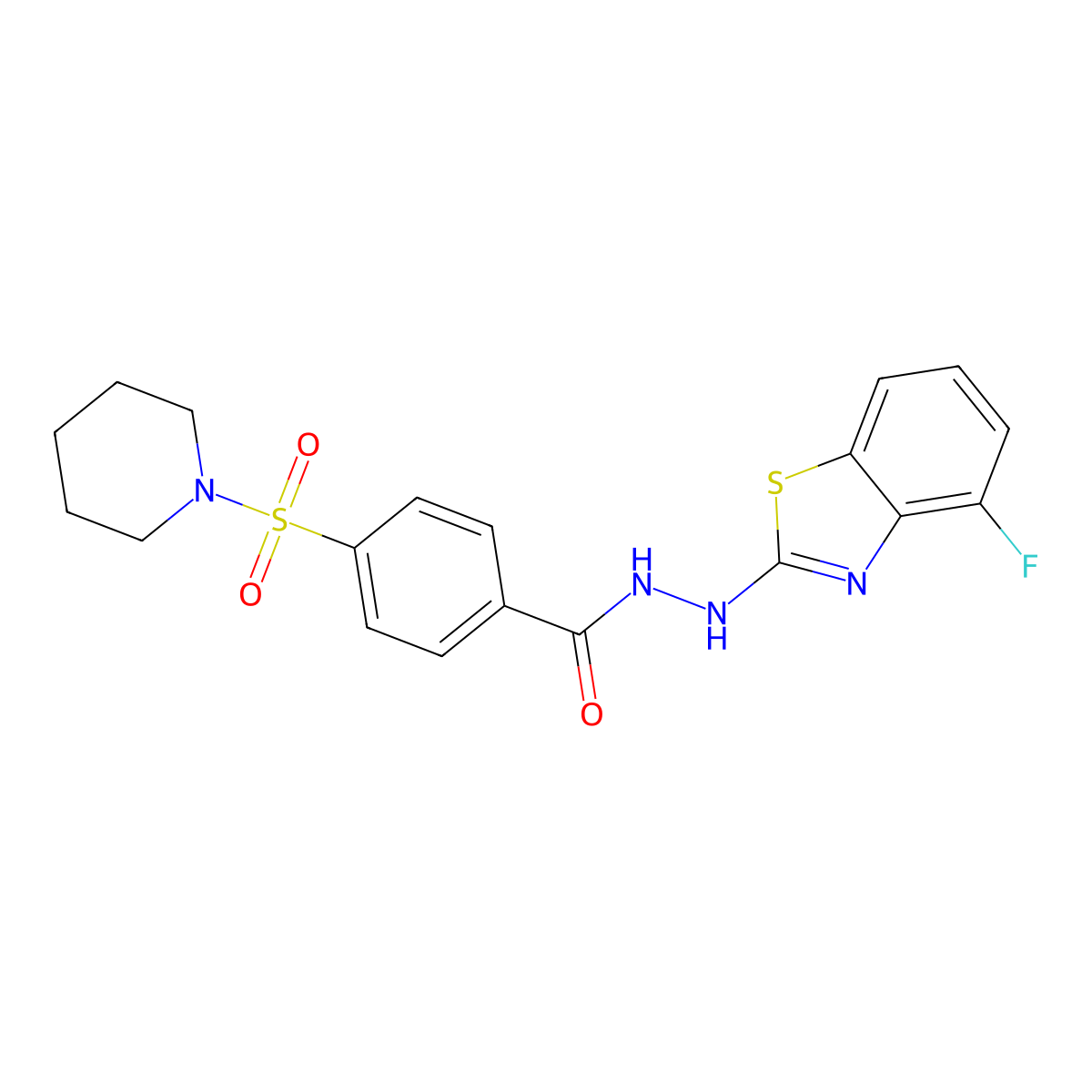 N'-(4-fluorobenzo[d]thiazol-2-yl)-4-(piperidin-1-ylsulfonyl)benzohydrazide molecular structure, CAS 851978-76-2